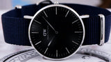 Daniel Wellington Classic Bayswater Black Dial Black NATO Strap Watch For Women - DW00100282
