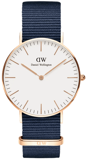 Daniel Wellington Classic Bayswater White Dial Navy Blue NATO Strap Watch For Women - DW00100279