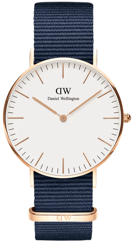 Daniel Wellington Classic Bayswater White Dial Navy Blue NATO Strap Watch For Women - DW00100279