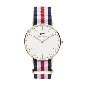 Daniel Wellington Classic Canterbury White Dial Two Tone NATO Strap Watch For Women - DW00100030