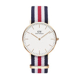 Daniel Wellington Classic Canterbury White Dial Two Tone NATO Strap Watch For Women - DW00100030