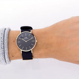 Daniel Wellington Classic Cornwall Black Dial Black Nylon Strap Watch For Women - DW00100148