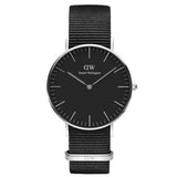 Daniel Wellington Classic Cornwall Quartz Black Dial Black Nylon Strap Watch For Women - DW00100151