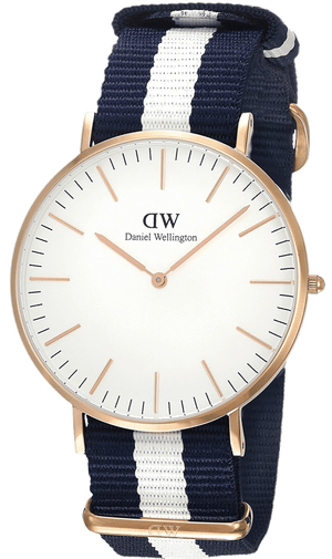 Daniel Wellington Classic Glasgow White Dial Two Tone NATO Strap Watch for Men - DW00100004