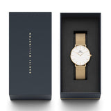 Daniel Wellington Classic Petite Evergold White Dial Gold Mesh Bracelet Watch For Women - DW00100346