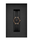 Daniel Wellington Classic Petite Pressed Ashfield Black Dial Black Mesh Bracelet Watch For Women - DW00100441