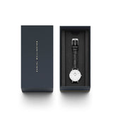 Daniel Wellington Classic Petite Reading White Dial Black Leather Strap Watch For Women - DW00100241