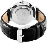Daniel Wellington Classic Petite Reading White Dial Black Leather Strap Watch For Women - DW00100241