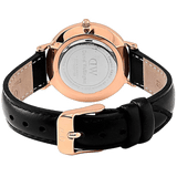 Daniel Wellington Classic Petite Sheffield Black Dial Black Leather Strap Watch For Women - DW00100224