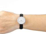Daniel Wellington Classic Petite Sheffield White Dial Black Leather Strap Watch For Women - DW00100242