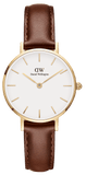 Daniel Wellington Classic Petite St Mawes White Dial Brown Leather Strap Watch For Women - DW00100231