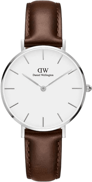 Daniel Wellington Classic Petite White Dial Brown Leather Strap Watch For Women - DW00100239