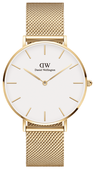 Daniel Wellington Classic Petite White Dial Gold Mesh Bracelet Watch For Women - DW00100348