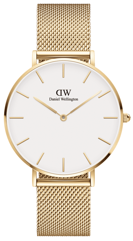 Daniel Wellington Classic Petite White Dial Gold Mesh Bracelet Watch For Women - DW00100348
