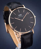 Daniel Wellington Classic Reading Black Dial Black Leather Strap Watch For Women - DW00100141