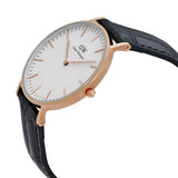 Daniel Wellington Classic Reading White Dial Black Leather Strap Watch For Women - DW00100041