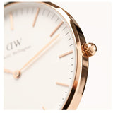 Daniel Wellington Classic Reading White Dial Black Leather Strap Watch For Women - DW00100041