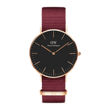 Daniel Wellington Classic Roselyn Black Dial Maroon Nylon Strap Watch For Women - DW00100273