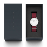 Daniel Wellington Classic Roselyn White Dial Red NATO Strap Watch For Women - DW00100272
