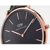 Daniel Wellington Classic Sheffield Black Dial Black Leather Strap Watch For Women - DW00100139