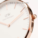 Daniel Wellington Classic Sheffield White Dial Black Leather Strap Watch for Women - DW00100036