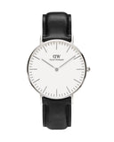Daniel Wellington Classic Sheffield White Dial Black Leather Strap Watch For Women - DW00100053