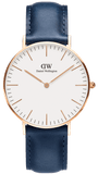 Daniel Wellington Classic Somerset White Dial Blue Leather Strap Watch For Men - DW00100121