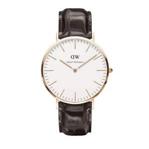 Daniel Wellington Classic York White Dial Brown Leather Strap Watch For Men - DW00100011
