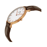 Daniel Wellington Classic York White Dial Brown Leather Strap Watch For Women - DW00100038