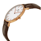 Daniel Wellington Classic York White Dial Brown Leather Strap Watch For Women - DW00100038