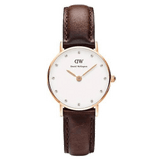 Daniel Wellington Classy Bristol White Dial Brown Leather Strap Watch For Women - DW00100062
