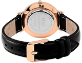 Daniel Wellington Classy Sheffield White Dial Black Leather Strap Watch For Women - DW00100060