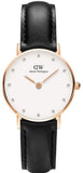 Daniel Wellington Classy Sheffield White Dial Black Leather Strap Watch For Women - DW00100060