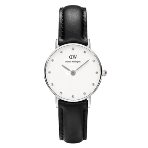 Daniel Wellington Classy Sheffield White Dial Black Leather Strap Watch For Women - DW00100068