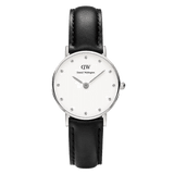 Daniel Wellington Classy Sheffield White Dial Black Leather Strap Watch For Women - DW00100068