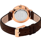 Daniel Wellington Classy York White Dial Brown Leather Strap Watch For Women - DW00100061