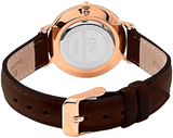 Daniel Wellington Classy York White Dial Brown Leather Strap Watch For Women - DW00100061