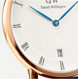 Daniel Wellington Dapper Bristol White Dial Brown Leather Strap Watch For Women - DW00100094
