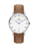Daniel Wellington Dapper Durham Analog White Dial Brown Leather Strap Watch For Women - DW00100114