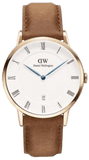 Daniel Wellington Dapper Durham White Dial Brown Leather Strap Watch For Men - DW00100115