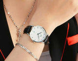 Daniel Wellington Dapper Reading Quartz White Dial Black Leather Strap Watch For Women - DW00100117
