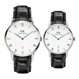 Daniel Wellington Dapper Reading Quartz White Dial Black Leather Strap Watch For Women - DW00100117