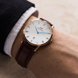 Daniel Wellington Dapper St Mawes White Dial Brown Leather Strap Watch For Women - DW00100091