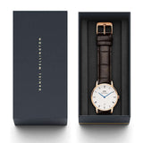 Daniel Wellington Dapper York White Dial Brown Leather Strap Watch For Men - DW00100085