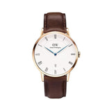 Daniel Wellington Dapper York White Dial Brown Leather Strap Watch For Men - DW00100085