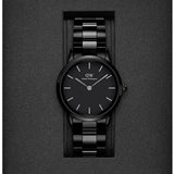 Daniel Wellington Iconic Link Ceramic Black Dial Black Steel Strap Watch For Women - DW00100414