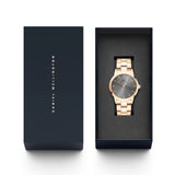 Daniel Wellington Iconic Link Grey Dial Gold Steel Strap Watch For Women - DW00100334