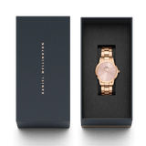 Daniel Wellington Iconic Link Pink Dial Rose Gold Steel Strap Watch For Women - DW00100335