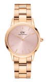 Daniel Wellington Iconic Link Pink Dial Rose Gold Steel Strap Watch For Women - DW00100335