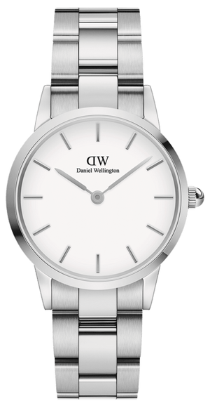 Daniel Wellington Iconic Link White Dial Silver Steel Strap Watch for Women - DW00100203